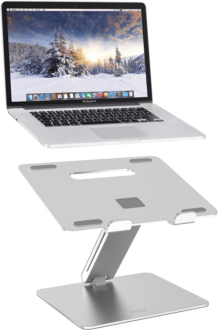 Adjustable Laptop Stand, Ergonomic Aluminum Laptop Holder, Portable Laptop Riser Notebook Computer Stand for Macbook Pro/Air Surface Dell Lenovo Laptops up to 15.6-Inch - Silver