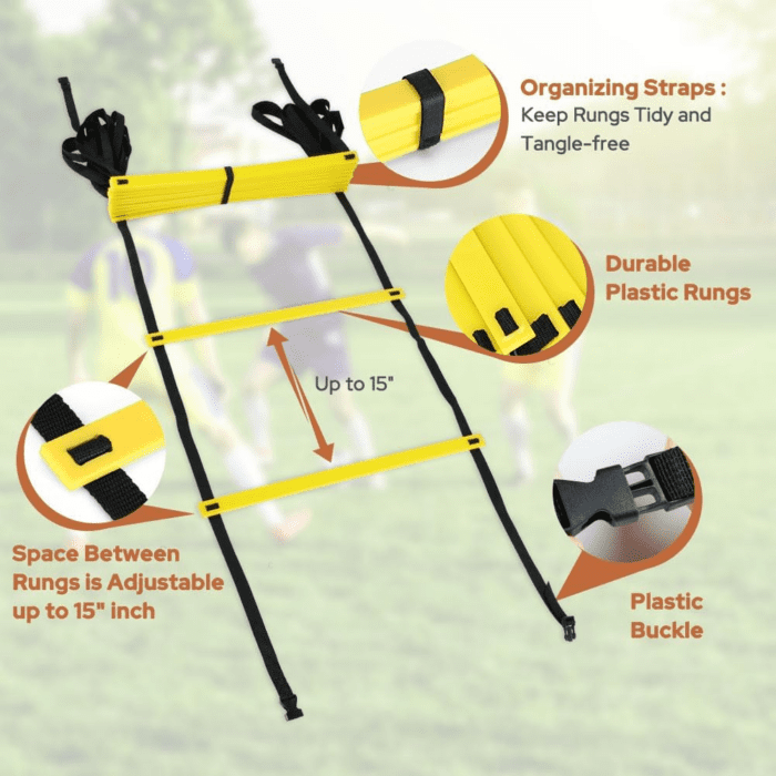 Pro Agility Ladder Agility Training Ladder Speed 12 Rung 20Ft with Carrying Bag - Image 3