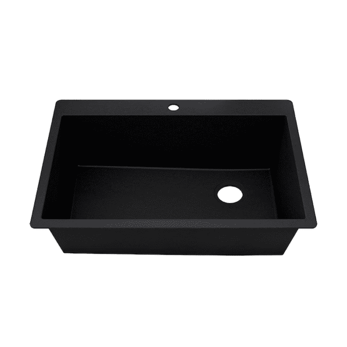 Deforest Collection Dual-Mount 33-In X 22-In Nero Granite Single Bowl 5-Hole Retrofit Kitchen Sink - Image 4