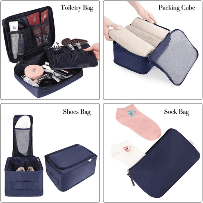 8 Set Packing Cubes Luggage Packing Organizers for Travel Accessories-Indigo - Image 3