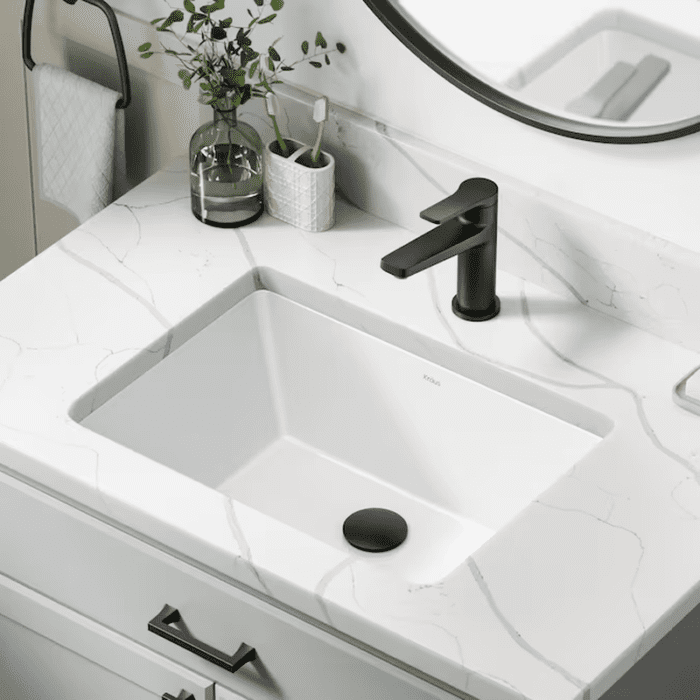 Elavo Ceramic Undermount Rectangular White Bathroom Sink (20.25-In X 15.13-In)