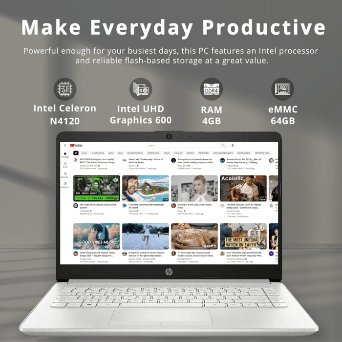 HP Stream 14" HD Brightview Laptop, Intel Celeron N4120 Processor, 4GB RAM, 64GB SSD, Intel UHD Graphics, 720P Webcam, Wifi, HDMI, Win 11 S, Silver (Renewed) - Image 3