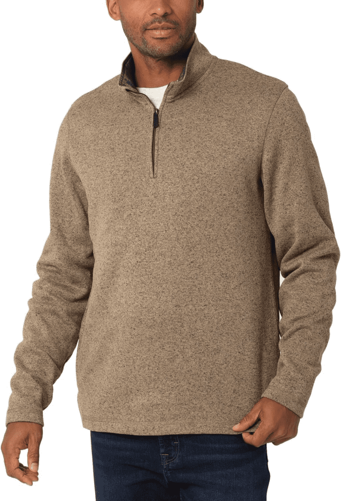 Men'S Long Sleeve Fleece Quarter-Zip Sweater