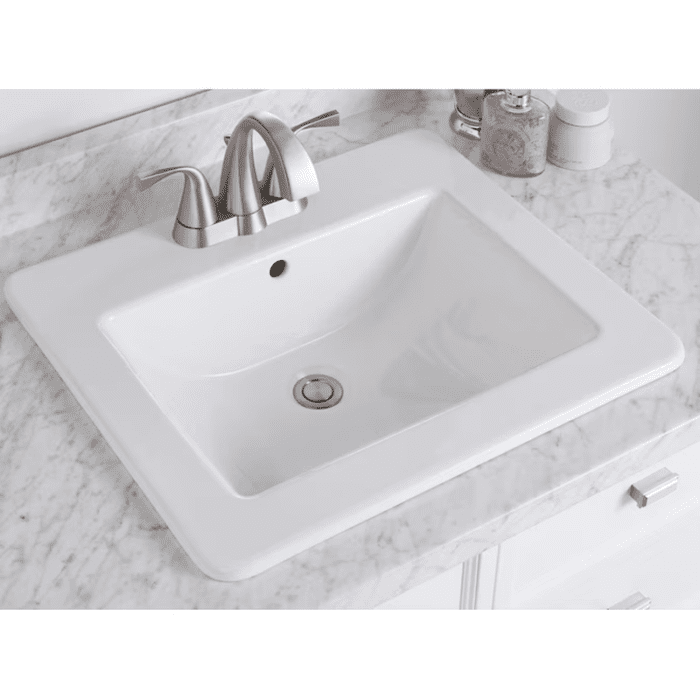 Vitreous China Drop-In Rectangular White Bathroom Sink (21.26-In X 18.5-In) - Image 8