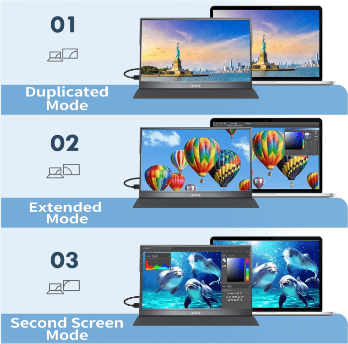 Portable Monitor 15.6Inch FHD 1080P USB C HDMI Gaming Ultra-Slim IPS Display W/Smart Cover & Speakers,Hdr Plug&Play, External Monitor for Laptop PC Phone Mac (15.6'' 1080P) - Image 6