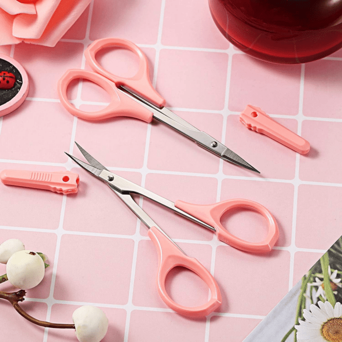 2 Pack Curved Craft Scissors Small Scissors Beauty Eyebrow Scissors Stainless Steel Trimming Scissors for Eyebrow Eyelash Extensions, Facial Nose Hair, 4 Inch (Pink) - Image 6