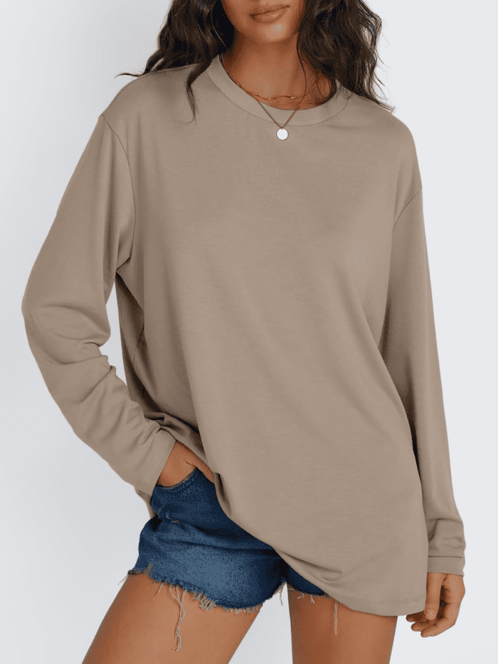 Womens Oversized Long Sleeve T Shirts Basic Crewneck Tee Fall Tops Casual Workout Fashion Casual Y2K Clothes - Image 2