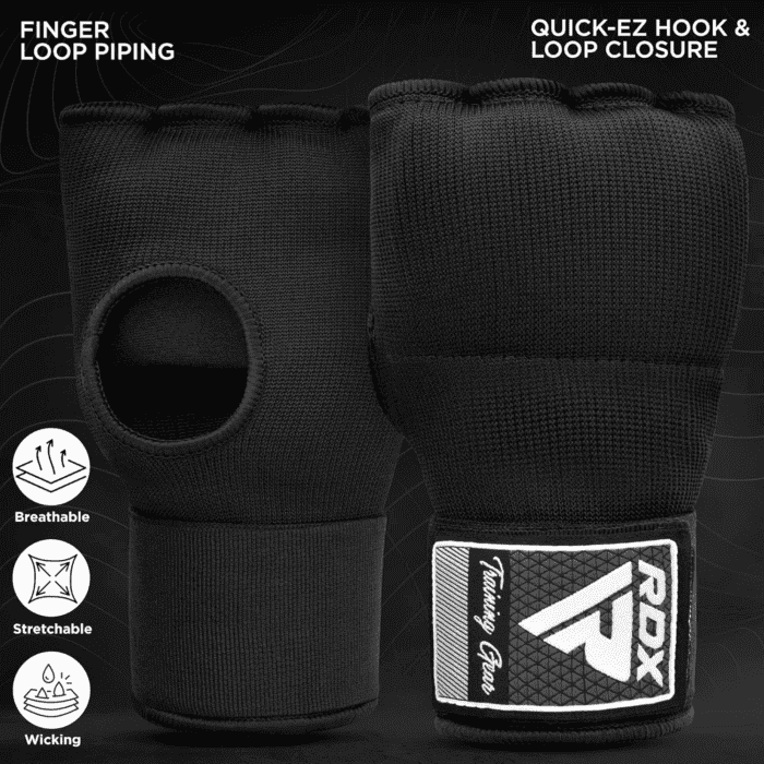 Gel Boxing Hand Wraps Inner Gloves Men Women, Quick 75Cm Long Wrist Straps, Elasticated Padded Fist under Mitts Protection, Muay Thai MMA Kickboxing Martial Arts Punching Training Bandages - Image 4