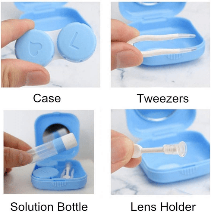 4 Pack Colorful Contact Lens Case Kit with Mirror Durable, Compact, Portable Soak Storage Kit - Image 3