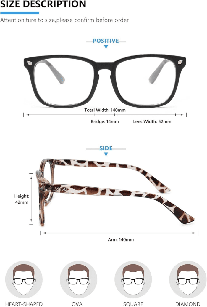 2 Pack Blue Light Blocking Glasses, Computer Reading/Gaming/Tv/Phones Glasses for Women Men,Anti Eyestrain & UV Glare (Matte Black+Leopard) - Image 3