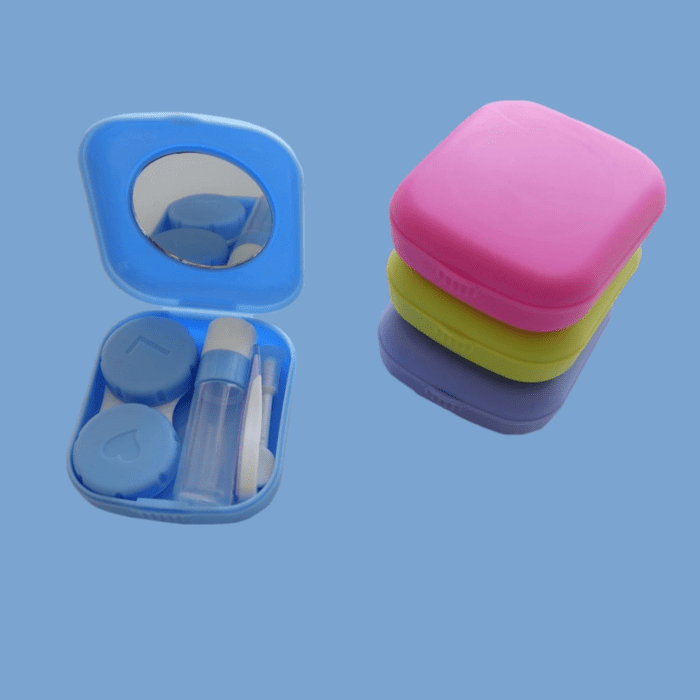 4 Pack Colorful Contact Lens Case Kit with Mirror Durable, Compact, Portable Soak Storage Kit - Image 5