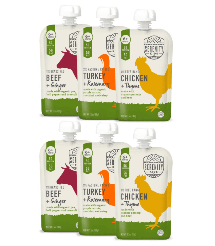 6+ Months Baby Food Pouches Puree Made with Ethically Sourced Meats & Organic Veggies | 3.5 Ounce Bpa-Free Pouch | Meats + Herbs Variety Pack | 6 Count