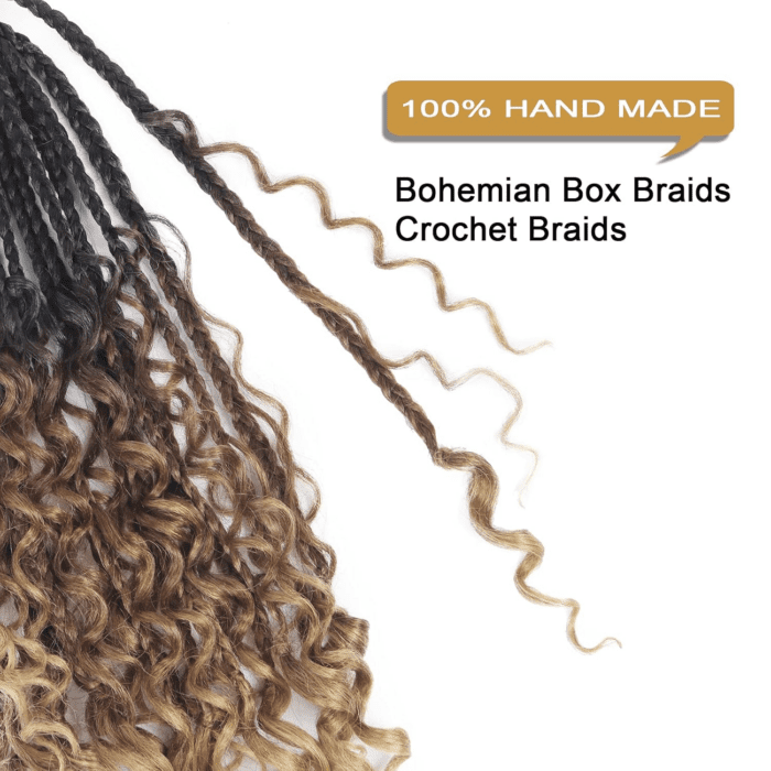 Goddess Box Braids Crochet Hair with Curly Ends 14 Inch Bohomian Box Braids Crochet Braids 8 Packs 3X Crochet Braids Synthetic Braiding Hair Extension for Black Women (14 Inch (Pack of 8), M1B 30 27) - Image 5