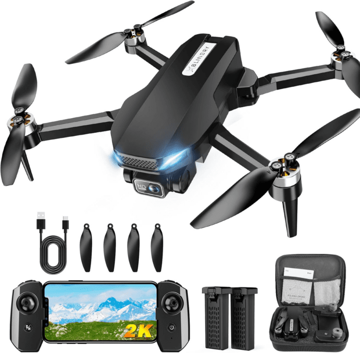 Drone with Camera, 2K FPV Drone with Brushless Motor, Altitude Hold, Gesture Selfie, One Key Take Off/Landing, 3D Flips, Waypoint Fly, 2 Batteries, Foldable Mini Drones for Kids and Beginners