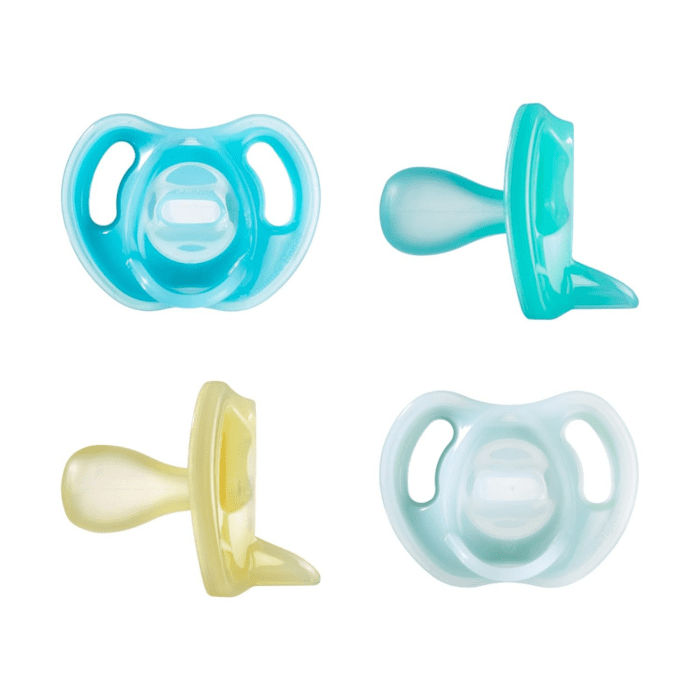 Ultra-Light Silicone Pacifier, Symmetrical One-Piece Design, Bpa-Free Silicone Binkies, 6-18 Months, Pack of 4 Pacifiers