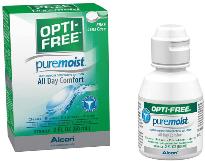 Puremoist Multi-Purpose Contact Lens Cleaning and Disinfecting Solution with Lens Case, 2 Fl Oz (Pack of 1)