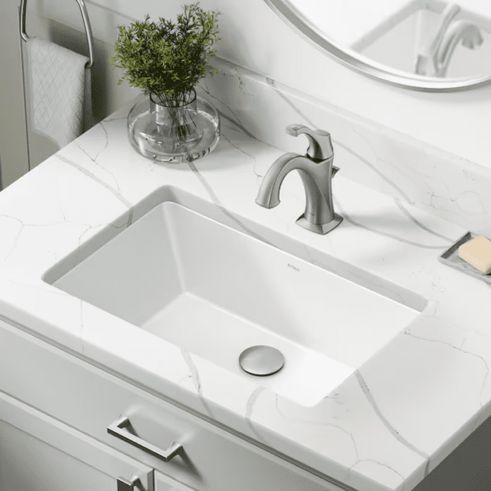 Elavo Ceramic Undermount Rectangular White Bathroom Sink (20.25-In X 15.13-In) - Image 18