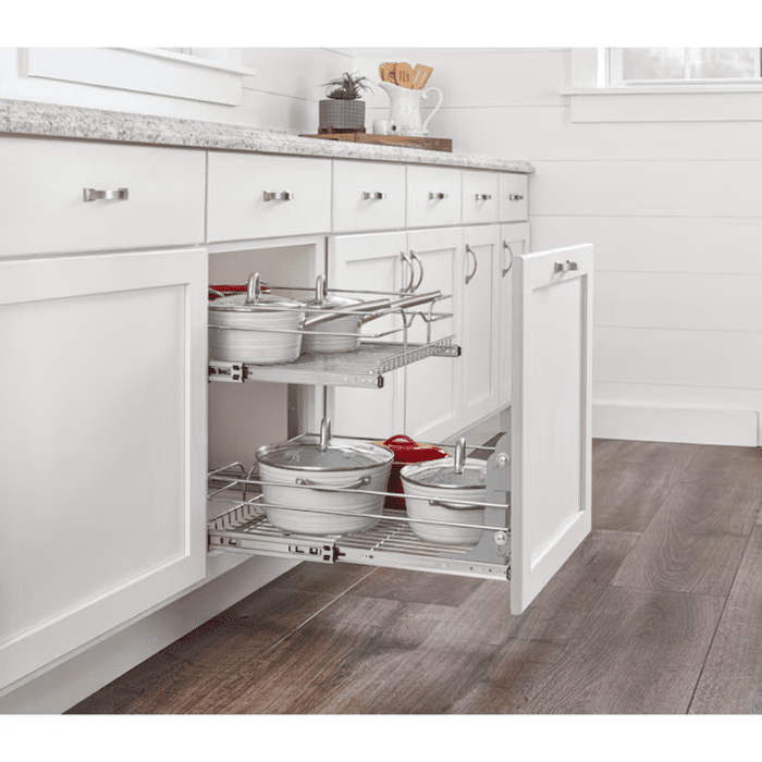 Two-Tier Pull-Out Baskets 14.75-In W X 19-In H X 22-In D 2-Tier Cabinet-Mount Chrome Metal Soft Close Pull-Out Sliding Basket Kit - Image 9