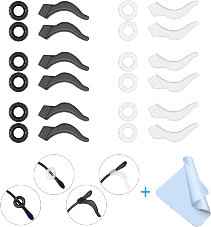 12 Pairs  Eyeglasses Ear Grips, anti Slip Eyeglass Retainer, Premium Silicone Ear Hook, Keep Glasses from Slipping down Your Nose, Simple, Effective Helper for Kids, Adults, Sports, Study & Work