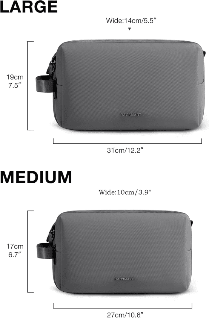 Toiletry Bag for Men, Travel Toiletry Organizer Dopp Kit Water-Resistant Shaving Bag for Toiletries Accessories, Door Room Essentials,Grey-Medium - Image 6