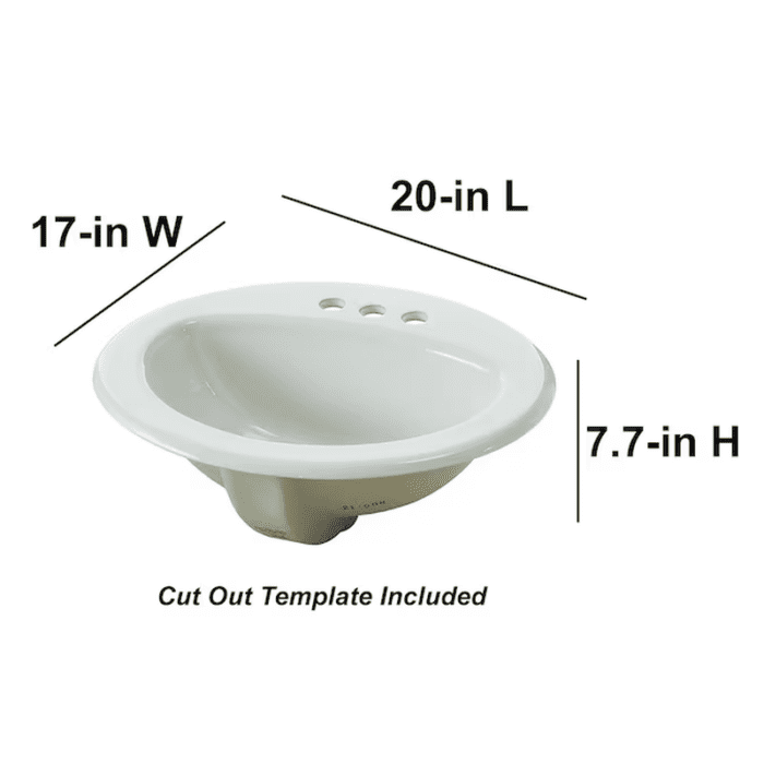 Vitreous China Drop-In Oval White Bathroom Sink (20-In X 17-In) - Image 4