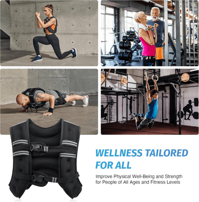 Weighted Vest, 6Lb/8Lb/12Lb/16Lb/20Lb/25Lb/30Lb Weight Vest with Reflective Stripe for Workout, Strength Training, Running, Fitness, Muscle Building, Weight Loss, Weightlifting - Image 6