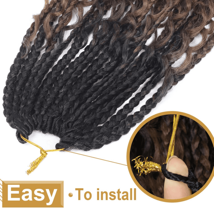 Goddess Box Braids Crochet Hair with Curly Ends 14 Inch Bohomian Box Braids Crochet Braids 8 Packs 3X Crochet Braids Synthetic Braiding Hair Extension for Black Women (14 Inch (Pack of 8), M1B 30 27) - Image 4