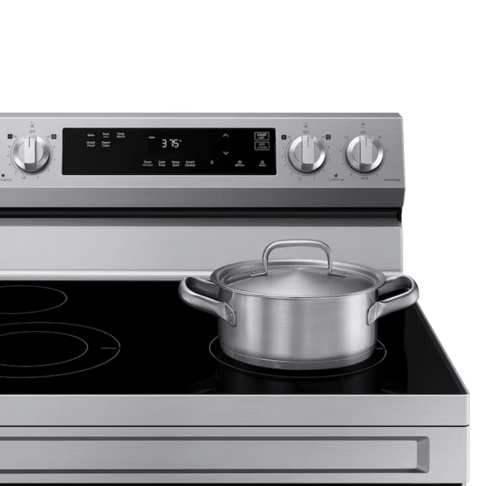 30-In Glass Top 4 Burners 6.3-Cu Ft Steam Cleaning Freestanding Smart Electric Range (Stainless Steel) - Image 9