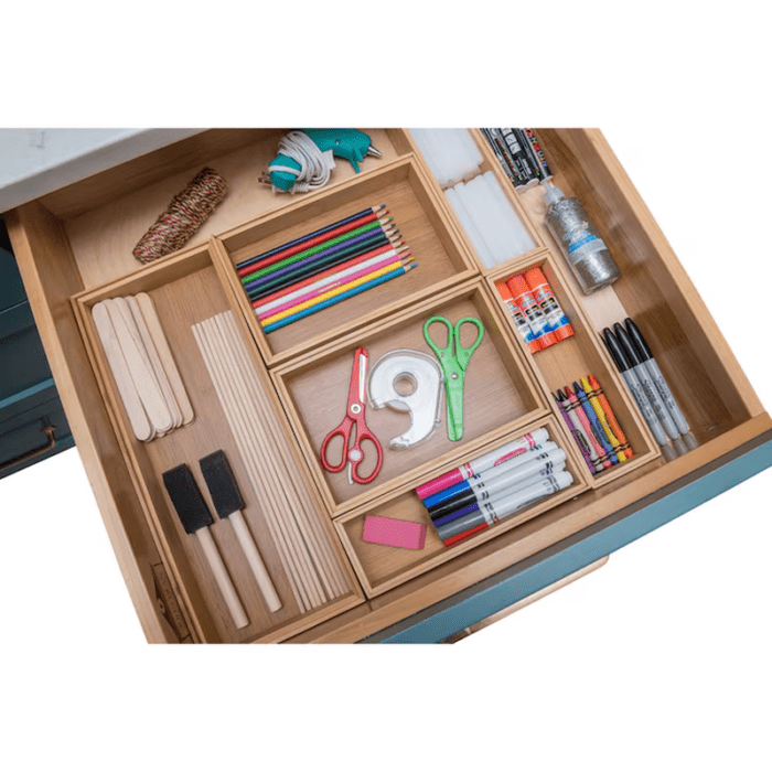 15-In X 6-In Brown Bamboo Wood Stackable Drawer Organizer - Image 12