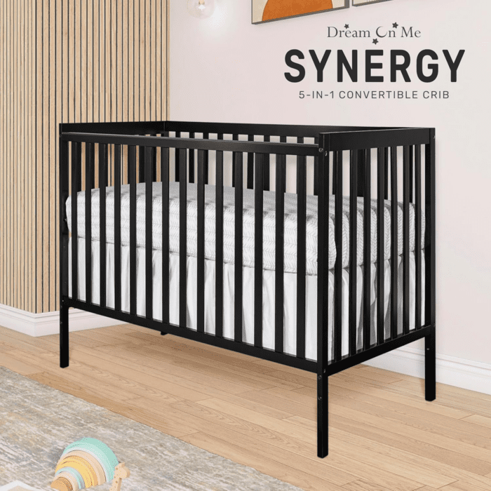 Synergy 5-In-1 Convertible Crib in Black, Greenguard Gold Certified - Image 6