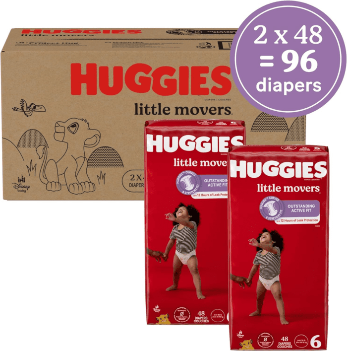 Size 6 Diapers, Little Movers Baby Diapers, Size 6 (35+ Lbs), 96 Ct (2 Packs of 48) - Image 2