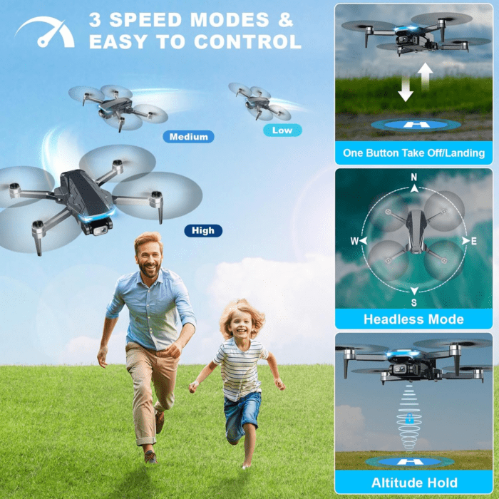 Drone with Camera, 2K HD FPV Drone with Brushless Motor, 360°Flip, Waypoint Fly, Gesture Selfie, One Key Take Off/Landing, Foldable Mini Drone for Beginners - Image 4