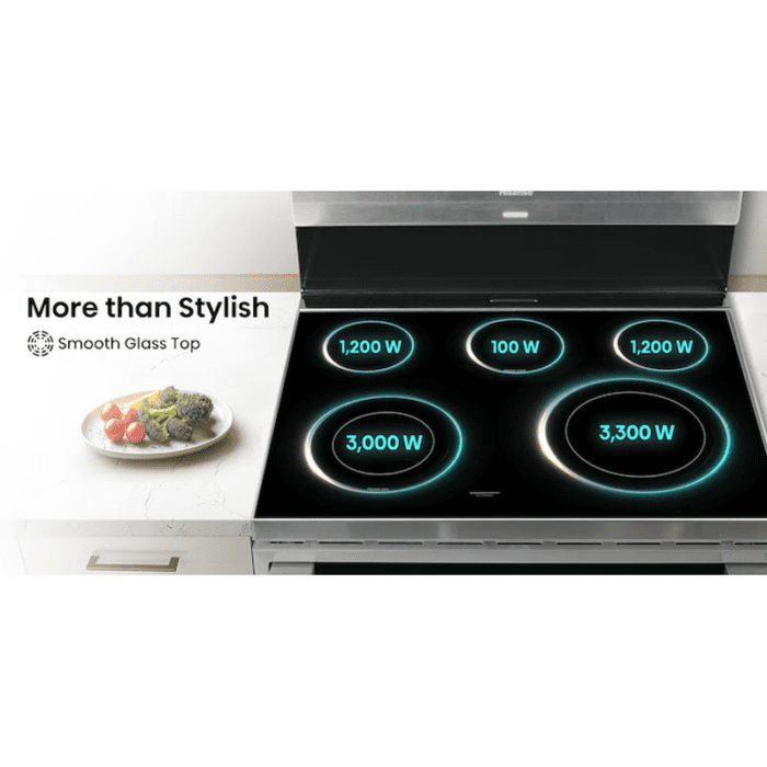 30-In Glass Top 5 Burners 5.8-Cu Ft Self & Steam Cleaning Air Fry Convection Oven Freestanding Electric Range (Stainless Steel) - Image 13