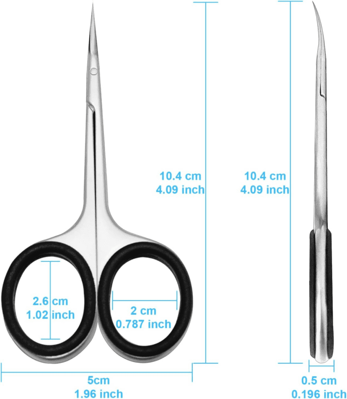 Cuticle Scissors, Professional 6-Blade Manicure Scissors, Stainless Steel Eyebrow Scissor, Cuticle Scissors Extra Fine Curved for Manicure, Eyelashes, Eyebrow, Toenail for Women and Men - Image 7