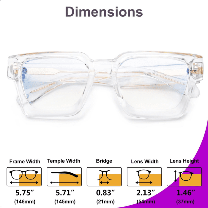 Blue Light Blocking Glasses Rectangle Chic Preppy Look Multicolor Frame for Women Men RIVER - Image 6