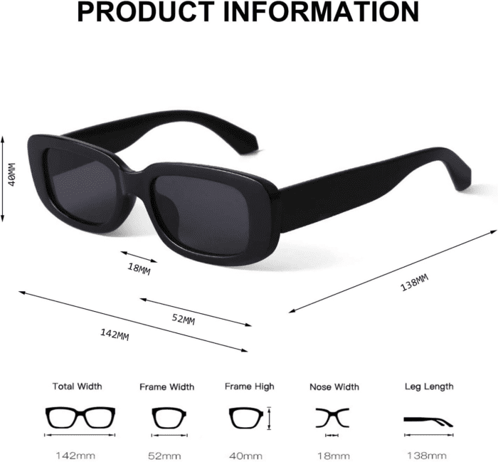 Rectangle Sunglasses for Women Retro Driving Glasses 90’S Vintage Fashion Narrow Square Frame UV400 Protection - Image 4