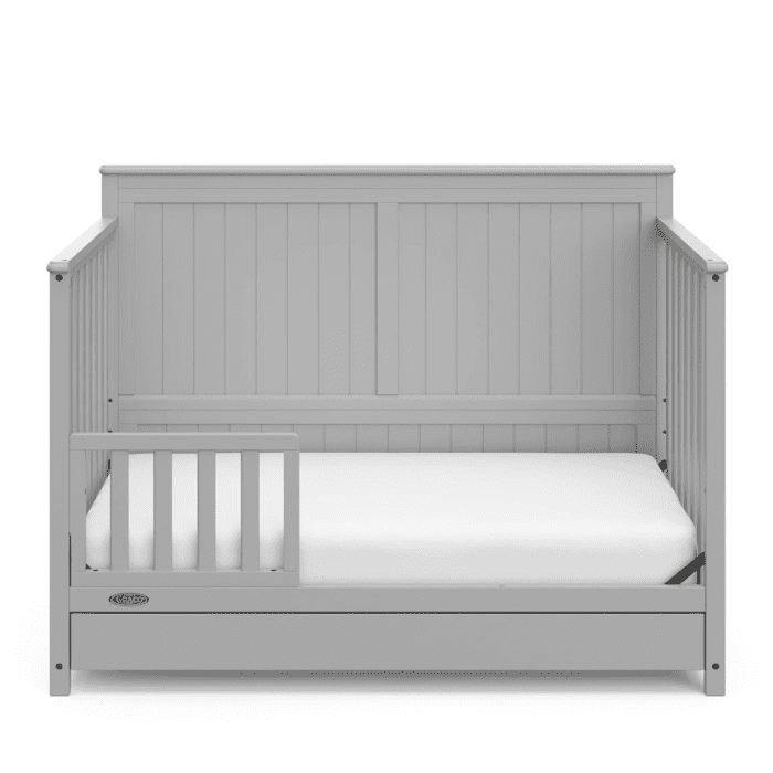 Hadley 5-In-1 Convertible Crib with Drawer (Pebble Gray) – GREENGUARD Gold Certified, Crib with Drawer Combo, Full-Size Nursery Storage Drawer, Converts to Toddler Bed, Daybed - Image 15