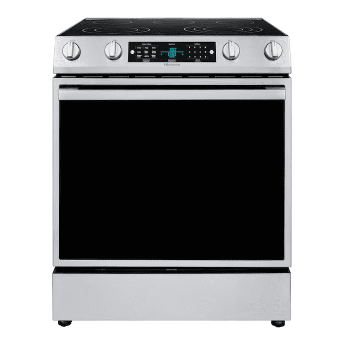 30-In Glass Top 5 Burners 5.8-Cu Ft Self & Steam Cleaning Air Fry Convection Oven Slide-In Electric Range (Stainless Steel)