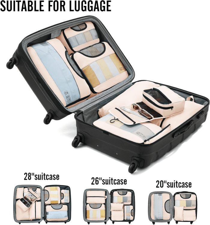 8 Set Packing Cubes for Travel, Gifts for Women Mom, Carry on Suitcase Organizer Bags for Luggage with Hanging Toiletry Bag and Shoe Bag, Travel Essentials Travel Accessories for Cruise Ship - Image 6