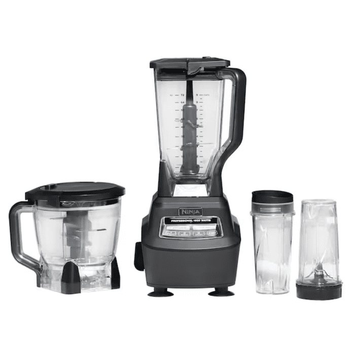 Mega Kitchen System XL 72-Oz 5-Speed Blender and Food Processor Combo (Black/Silver)