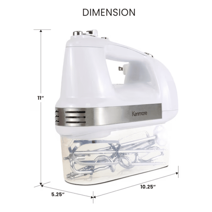 250 Watt Hand Mixer/Blender, Case with Accessories 5-Speed Hand Mixer with Storage (White) - Image 6