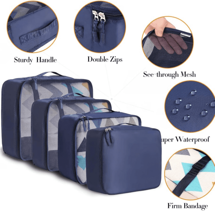 8 Set Packing Cubes Luggage Packing Organizers for Travel Accessories-Indigo - Image 4