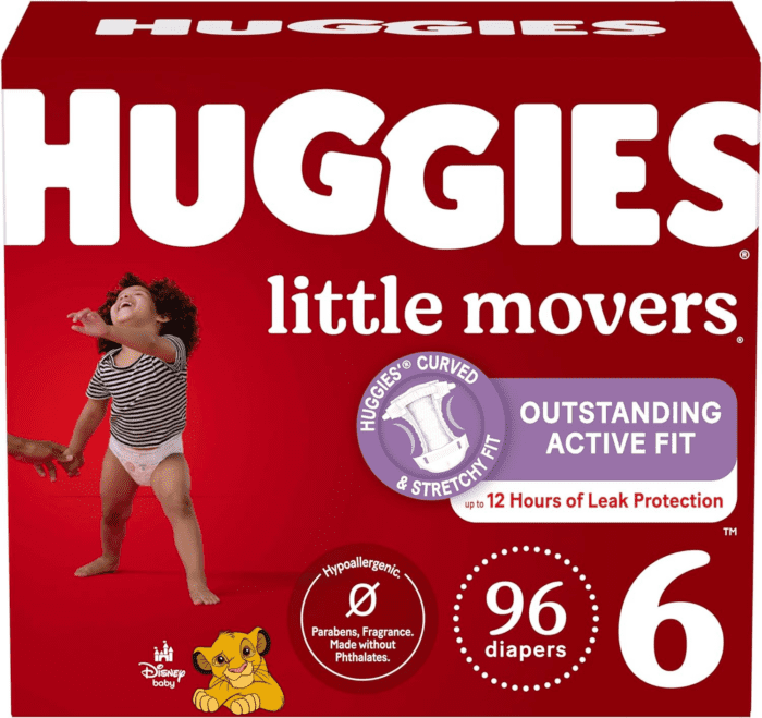 Size 6 Diapers, Little Movers Baby Diapers, Size 6 (35+ Lbs), 96 Ct (2 Packs of 48)