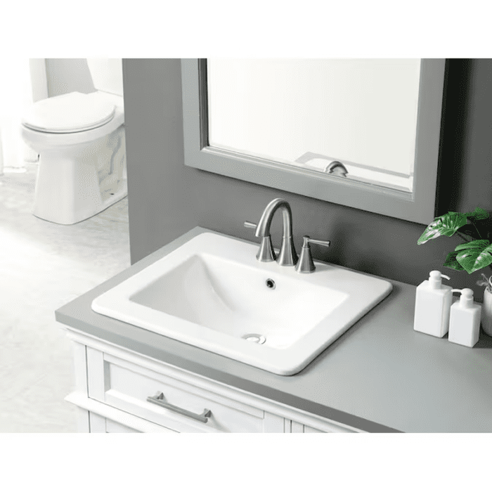 Vitreous China Drop-In Rectangular White Bathroom Sink (21.26-In X 18.5-In) - Image 7