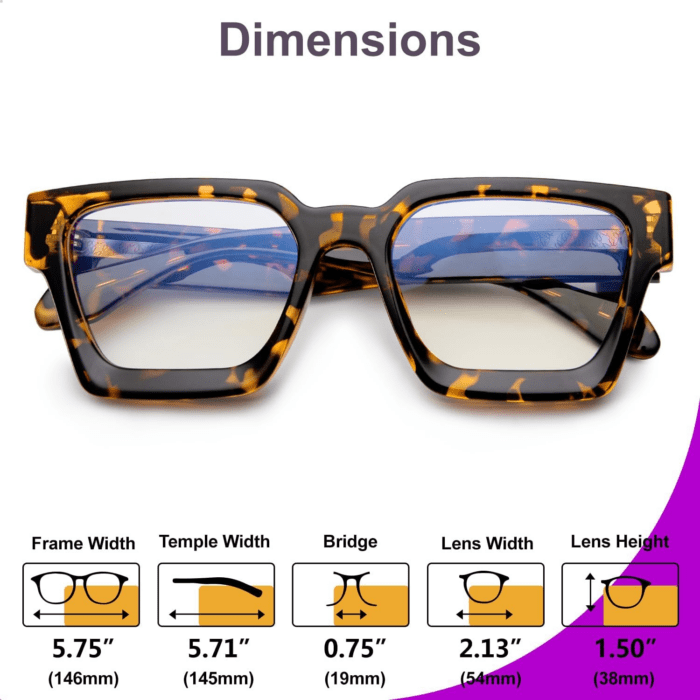 Blue Light Blocking Glasses Rectangle Chic Preppy Look Multicolor Frame for Women Men RIVER - Image 8