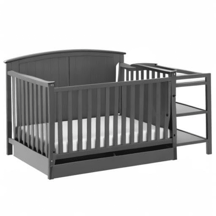 Steveston 5-In-1 Convertible Crib and Changer with Drawer (Gray) – GREENGUARD Gold Certified, Crib and Changing Table Combo with Drawer, Converts to Toddler Bed, Daybed and Full-Size Bed - Image 10