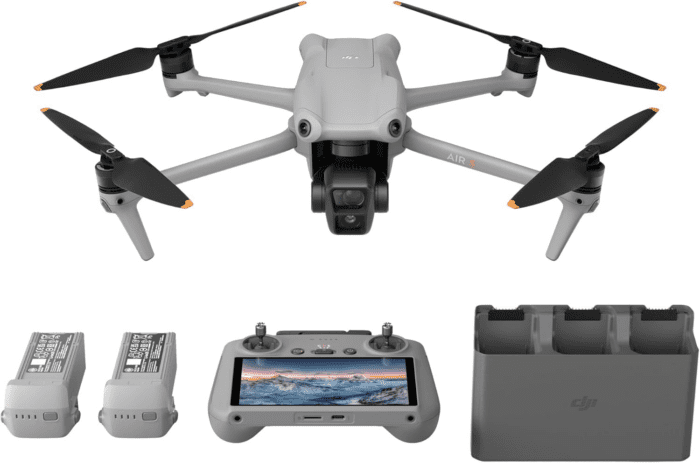 Air 3 Fly More Combo with  RC 2, Drone with Camera 4K, Dual Primary Cameras, 3 Batteries for Extended Flight Time, 48MP Photo, 20Km Max Video Transmission, FAA Remote ID Compliant