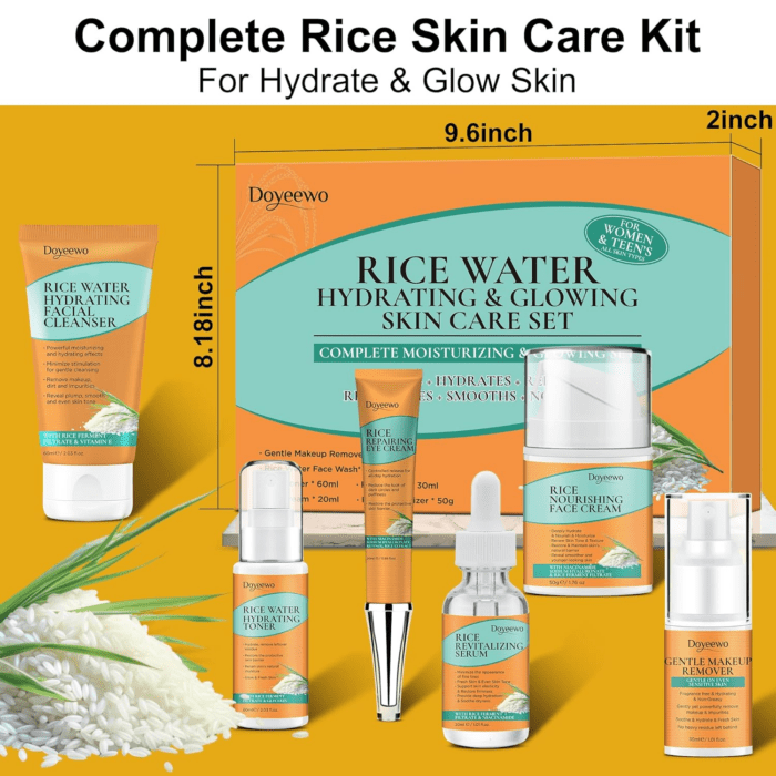 Women Wife Christmas Gift Ideas,Skin Care Set for Hydrating,Glowing,Anti-Aging Repairing,Rice Facial Skin Care Routine Kit for Women Teen,Skin Care Kit Skincare Gift Set,Womens Gifts for Christmas - Image 5