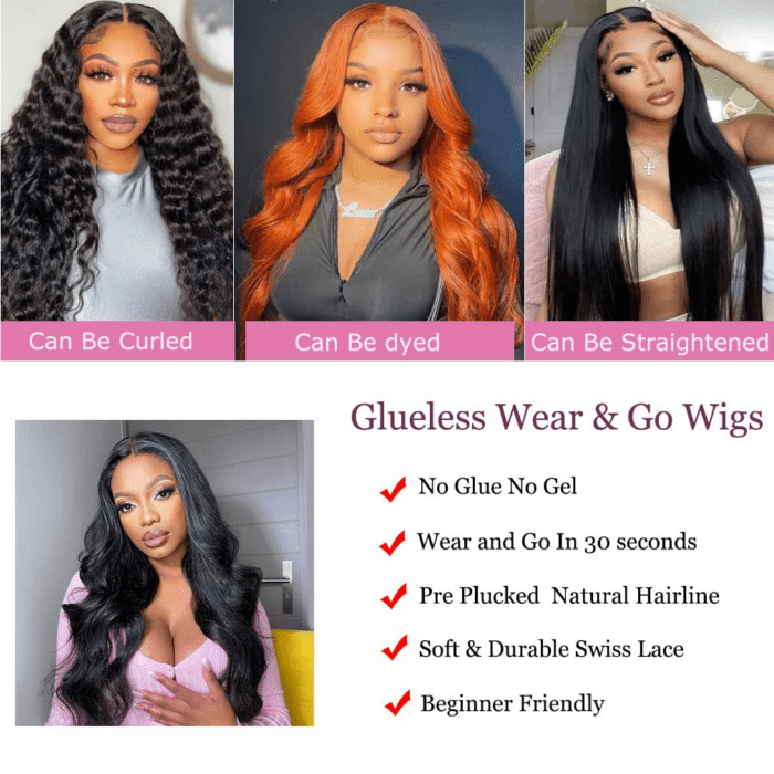 Wear and Go Glueless Wigs Human Hair Pre Plucked Body Wave Lace Front Wigs for Beginners Upgraded No Glue Pre Cut HD 4X4 Lace Closure Wigs for Black Women 18 Inch - Image 4