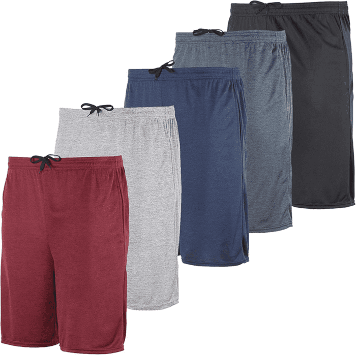 Boys' 5-Pack Mesh Active Athletic Performance Basketball Shorts with Pockets